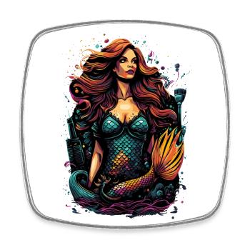 The colourful mermaid - a metropolis full of imagination - Square fridge magnet - white - Front