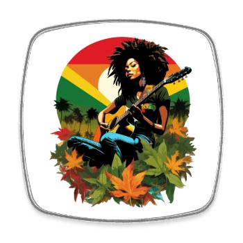 Rastafarian reggae guitarist - Square fridge magnet - white - Front