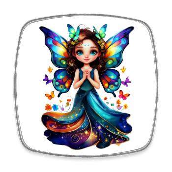Charming butterfly fairy - Square fridge magnet - white - Front