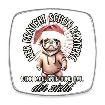 lustige Weihnachtsmann Bulldogge WEIHNACHTEN Hunde - Viereckiger Kühlschrankmagnet - Weiß - Vorne