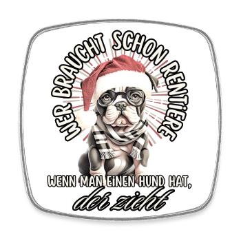 lustige Weihnachtsmann Bulldogge WEIHNACHTEN Hunde - Viereckiger Kühlschrankmagnet - Weiß - Vorne
