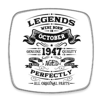 77th Birthday Legend October 1947 Volume 47 - Square fridge magnet - white - Front
