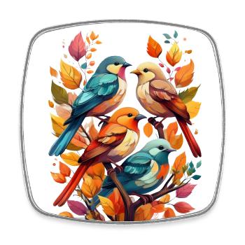 Birds sitting on a branch in autumn - Square fridge magnet - white - Front