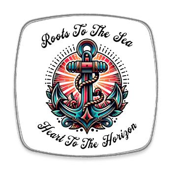 Anker Tattoo Schriftzug Vintage Retro - Viereckiger Kühlschrankmagnet - Weiß - Vorne