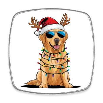 Christmas Golden Retriever - Viereckiger Kühlschrankmagnet - Weiß - Vorne