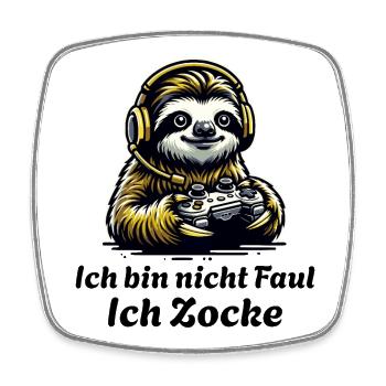 Faultier Controller am Zocken Ich bin nicht Faul - Viereckiger Kühlschrankmagnet - Weiß - Vorne