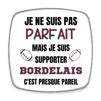 Supporter Bordeaux Parfait Rugby - Magnet carré - blanc - Devant