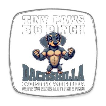 TINY PAWS BIG PUNCH - TECKEL ET GORILLE - Magnet carré - blanc - Devant