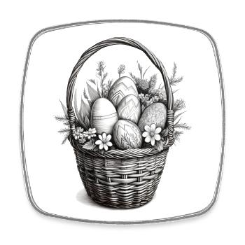 Ostern – Korb mit Ostereiern und Blumen - Viereckiger Kühlschrankmagnet - Weiß - Vorne