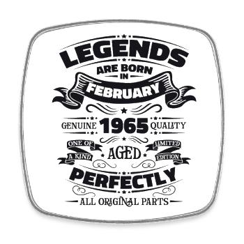 60th Birthday Gift Man Legend February 1965 - Square fridge magnet - white - Front