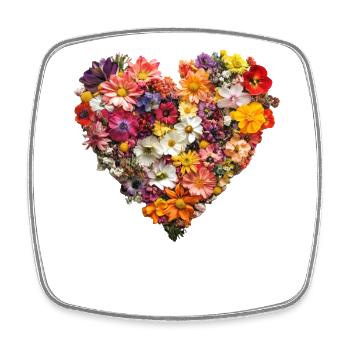 Blumenherz: Romantisches Design für Blumenfans - Viereckiger Kühlschrankmagnet - Weiß - Vorne