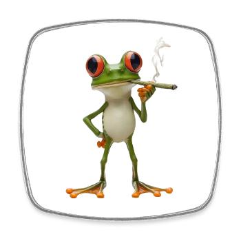 Frosch mit Joint und roten Augen - Weed Frosch - Viereckiger Kühlschrankmagnet - Weiß - Vorne