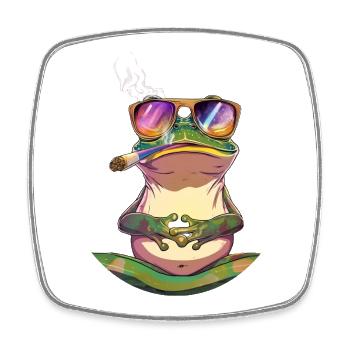 Frosch mit Sonnenbrille und Zigarre - Weed Frosch - Viereckiger Kühlschrankmagnet - Weiß - Vorne