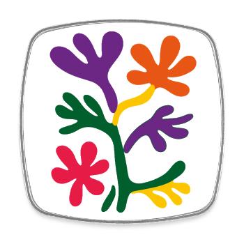 Matisse inspiriert: Abstraktes Blumenmuster - Viereckiger Kühlschrankmagnet - Weiß - Vorne