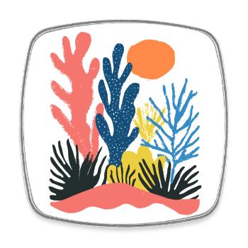 Matisse inspires: Abstract nature pattern colorful - Square fridge magnet - white - Front