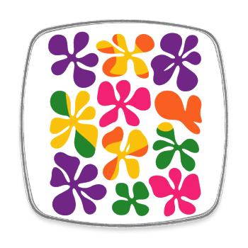 Inspiré de Matisse : motif floral rétro abstrait - Magnet carré - blanc - Devant
