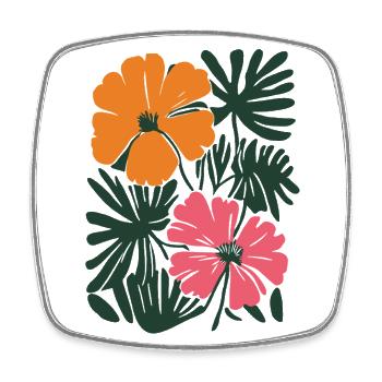 Matisse inspiriert: Florales Muster in Orange Pink - Viereckiger Kühlschrankmagnet - Weiß - Vorne