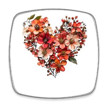 Herz aus zarten Blüten - Warme Blumenpracht - Viereckiger Kühlschrankmagnet - Weiß - Vorne
