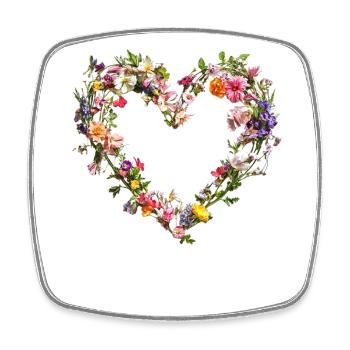 Cœur de fleurs délicates Fleurs printanières - Magnet carré - blanc - Devant