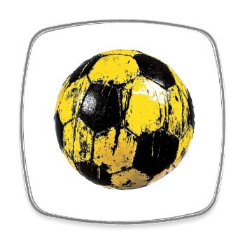 Urban Football Style - Yellow and Black Ball - Square fridge magnet - white - Front