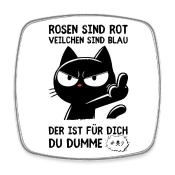 Mittelfinger-Katze – Mehr muss man nicht sagen - Viereckiger Kühlschrankmagnet - Weiß - Vorne