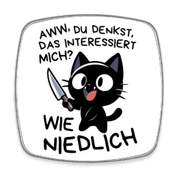 Katze mit Messer – Süß, aber absolut gefährlich - Viereckiger Kühlschrankmagnet - Weiß - Vorne