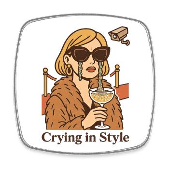 Crying in Style – Weinen mit Stil - Square fridge magnet - white - Front