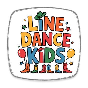 Line Dance Kids Kids Dancing Line Dance - Square fridge magnet - white - Front