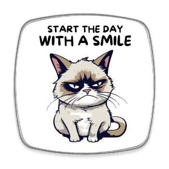 Start the Day with a Smile - Funny - Square fridge magnet - white - Front