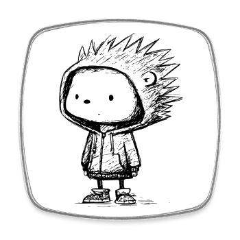 Kawaii Igel Cartoon Hoodie Skizze – süß & lustig - Viereckiger Kühlschrankmagnet - Weiß - Vorne