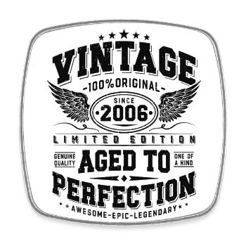 Jahrgang 2006 Vintage Retro Geburtstag Geschenk - Viereckiger Kühlschrankmagnet - Weiß - Vorne