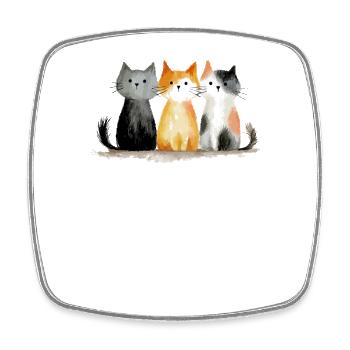 Süßes Aquarell Katzen Trio – Bunte Feline Gruppe - Viereckiger Kühlschrankmagnet - Weiß - Vorne