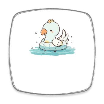 Süßer Cartoon Papagei mit Schwimmring im Wasser - Viereckiger Kühlschrankmagnet - Weiß - Vorne