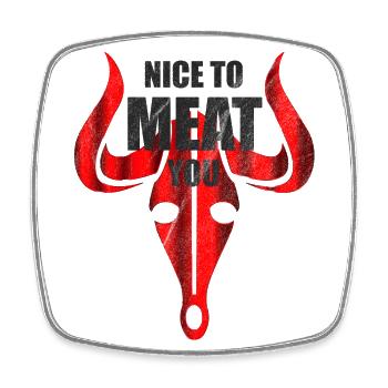 Nice to meat you - Grill meat steak - Square fridge magnet - white - Front