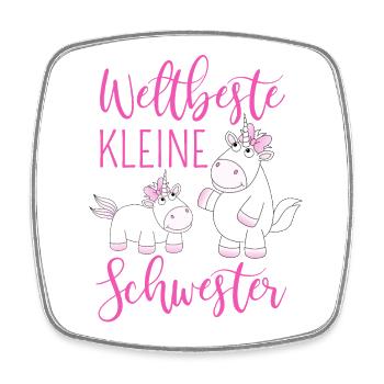 Weltbeste Kleine Schwester Einhorn Mädchen pink - Viereckiger Kühlschrankmagnet - Weiß - Vorne