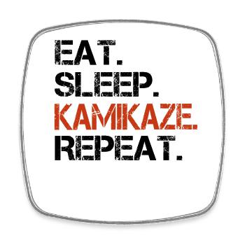 eat sleep kamikaze repeat - Viereckiger Kühlschrankmagnet - Weiß - Vorne