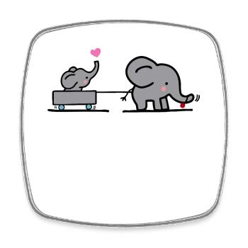 Großer Elefant zieht kleinen Elefanten - Viereckiger Kühlschrankmagnet - Weiß - Vorne