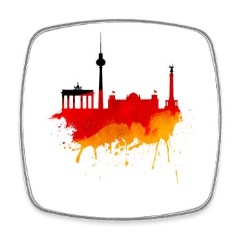 Berlin Skyline Germany Flag German Flag - Square fridge magnet - white - Front