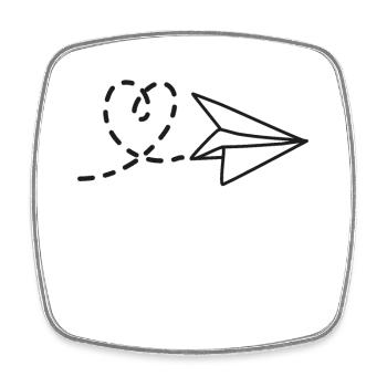 Amour et aventure coeur avec avion en papier - Magnet carré - blanc - Devant