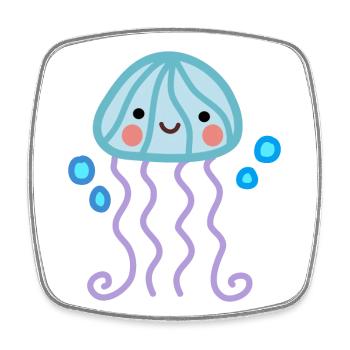 Niedlichkeit und Freude, glückliche Kawaii Qualle - Viereckiger Kühlschrankmagnet - Weiß - Vorne