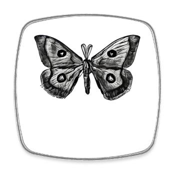Elegance and Nature Butterfly Sketch - Square fridge magnet - white - Front