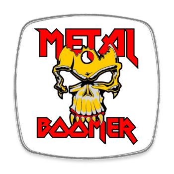 Heavy Metal Boomer crâne et os - Magnet carré - blanc - Devant