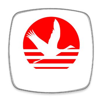 Japanese Crane and Japan Sunset - Square fridge magnet - white - Front