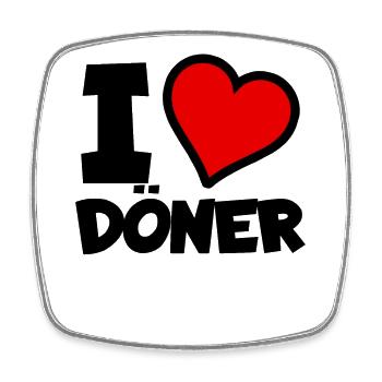 Ich liebe Döner - türkisches Essen - Viereckiger Kühlschrankmagnet - Weiß - Vorne