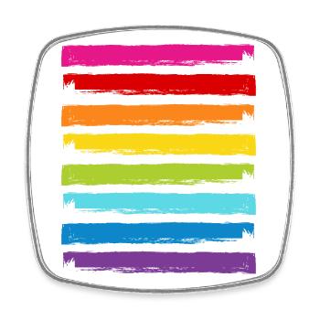 Regenbogen Farben Streifen LGBT LGBTQ Gay Pride - Viereckiger Kühlschrankmagnet - Weiß - Vorne