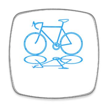 Rennrad Neon Blau mit Spiegelung - Viereckiger Kühlschrankmagnet - Weiß - Vorne