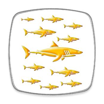 School of Golden Sharks - Gold Sharks - Square fridge magnet - white - Front