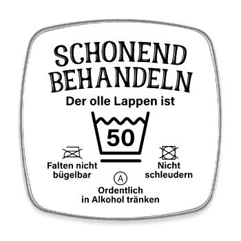 Schonend Behandeln Lappen Geschenk 50. Geburtstag - Viereckiger Kühlschrankmagnet - Weiß - Vorne