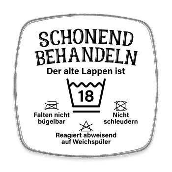Schonend Behandeln Achtzehn Geschenk 18 Geburtstag - Viereckiger Kühlschrankmagnet - Weiß - Vorne