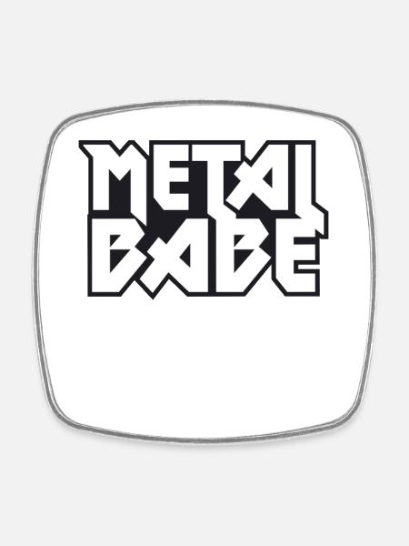 Metal Babe - Heavy Metal - Viereckiger Kühlschrankmagnet - Weiß